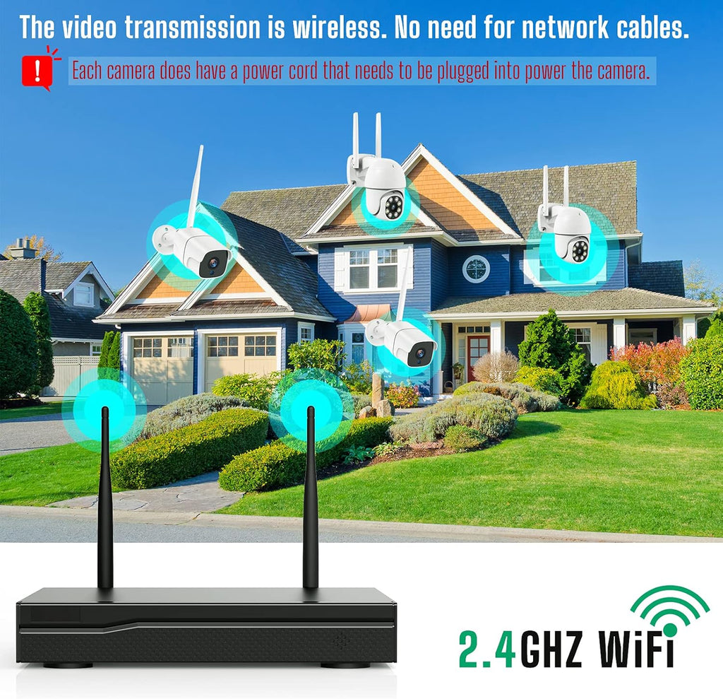 Wireless Security Camera Outdoor with 1TB Hard Drive, 3MP Night Vision, Two-Way Audio, IP66 Waterproof D411