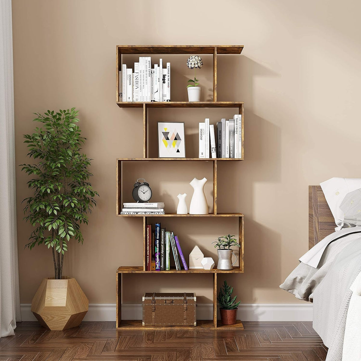 5-Tier Wood S Shaped Bookshelf H690183