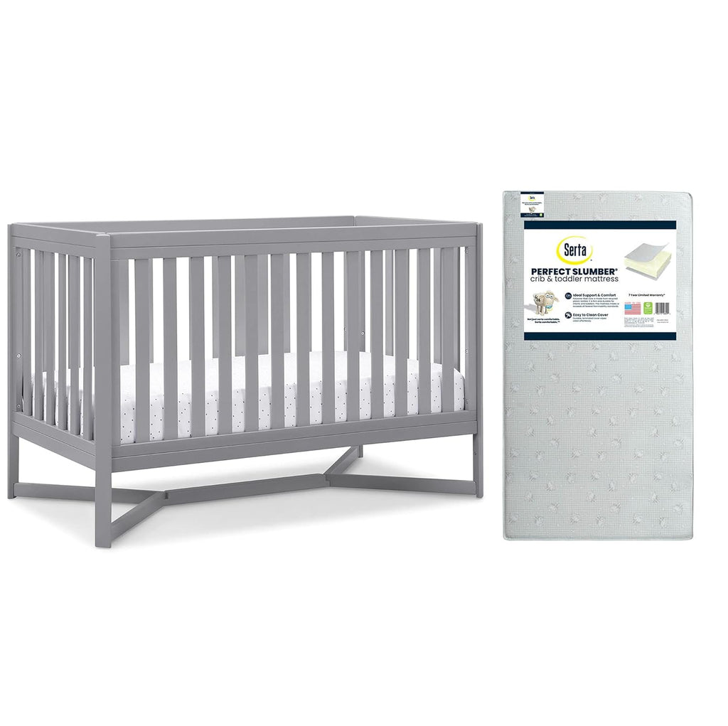 4-in-1 Convertible Crib and Dual Sided Crib & Toddler Mattress L636