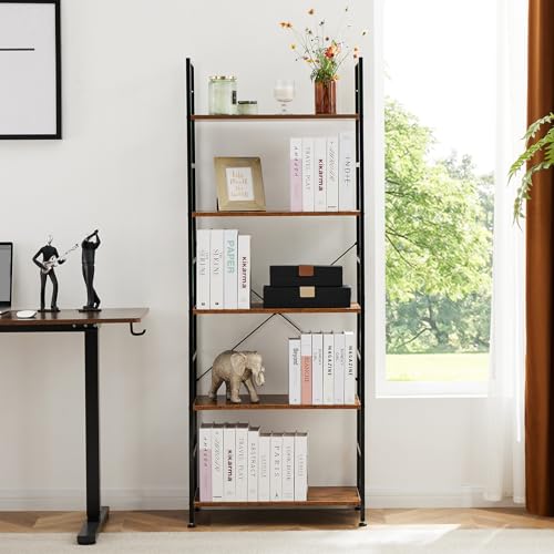 5 Tier Black Ladder Bookshelf E80885