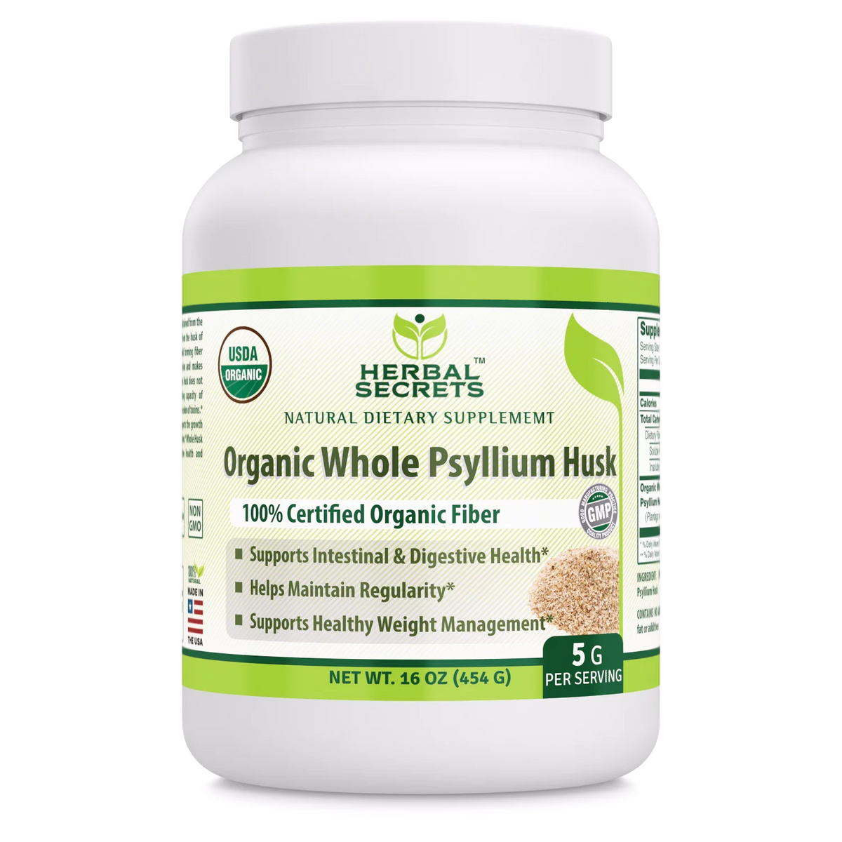 USDA Certified Organic Psyllium Husk 16 Oz D729