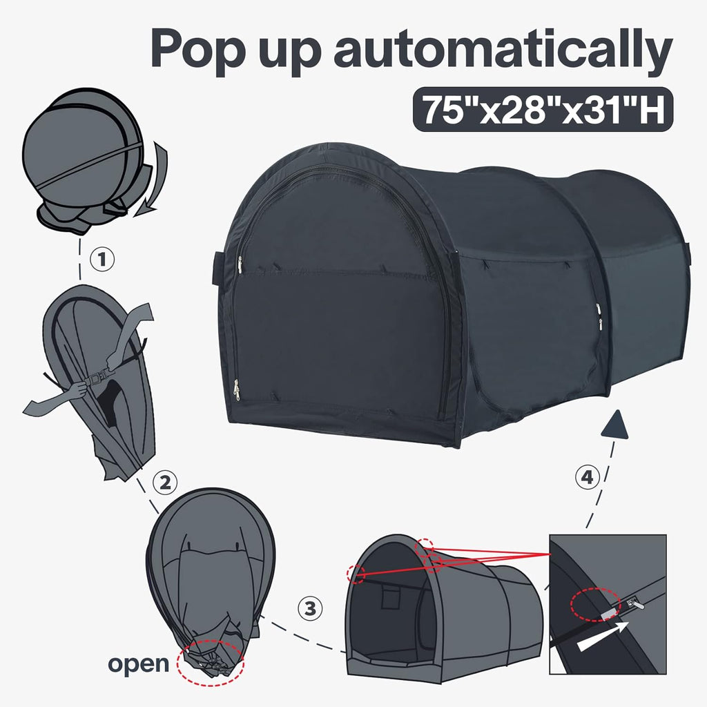 Grey Pop Up Portable One Person Bed Tents 75”x28”x31”H Q853
