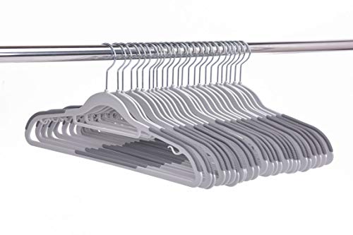 50 Pack Non-Velvet Plastic Heavy Duty Coat Hanger Set with Gray Swivel Hooks C1504