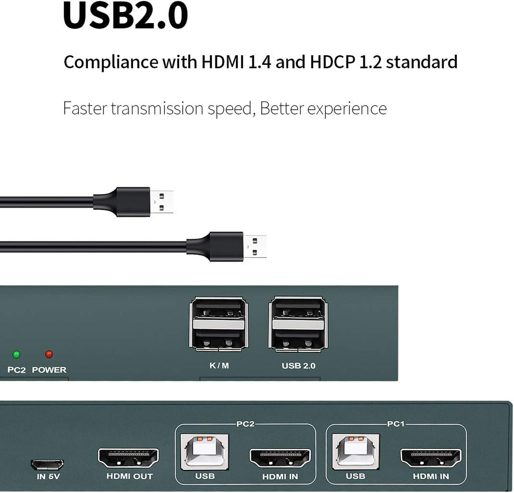 KVM Switch HDMI 2 Port, Ultra HD 4K@30Hz, USB2.0 Hub, with 2 HDMI and 2 USB Cables K27645