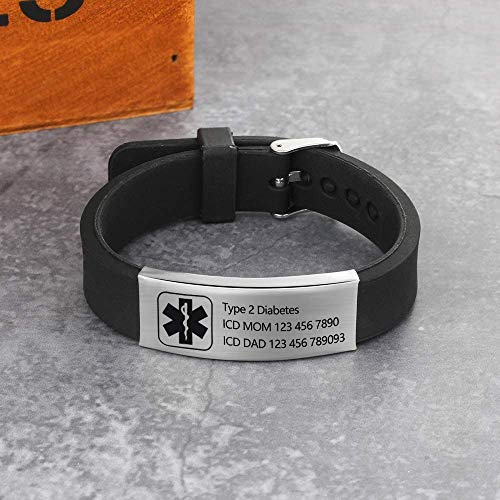 Silicone Adjustable Medical Alert Bracelets B556753