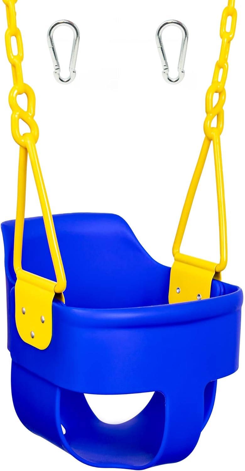 High Back Full Bucket Toddler Swing Seat with Plastic Coated Chains and Carabiners - Pink F850