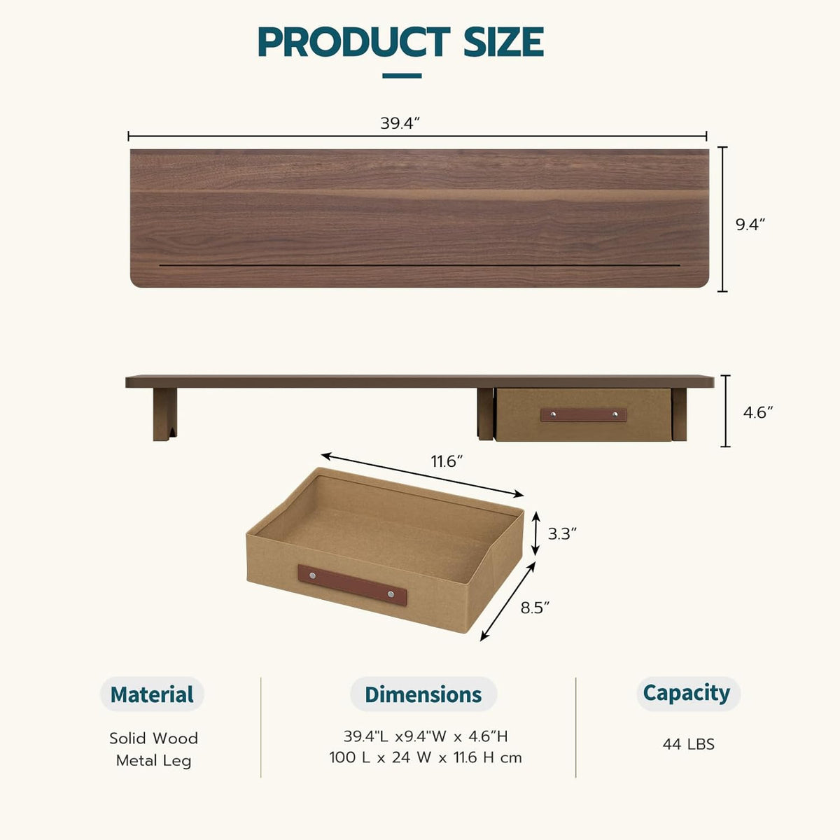 Dual Monitor Riser with Drawers N7046