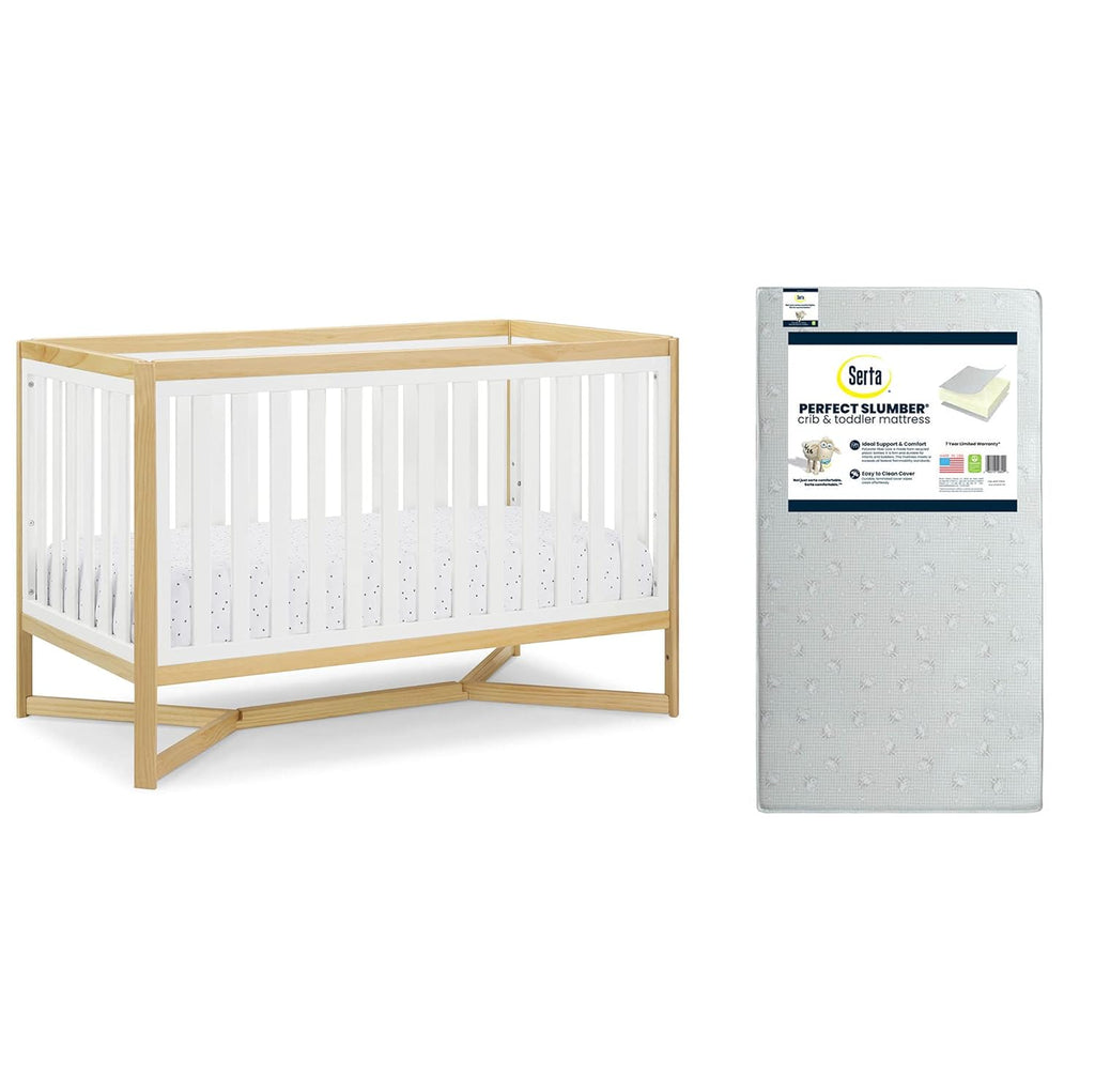 4-in-1 Convertible Crib and Dual Sided Crib & Toddler Mattress L636