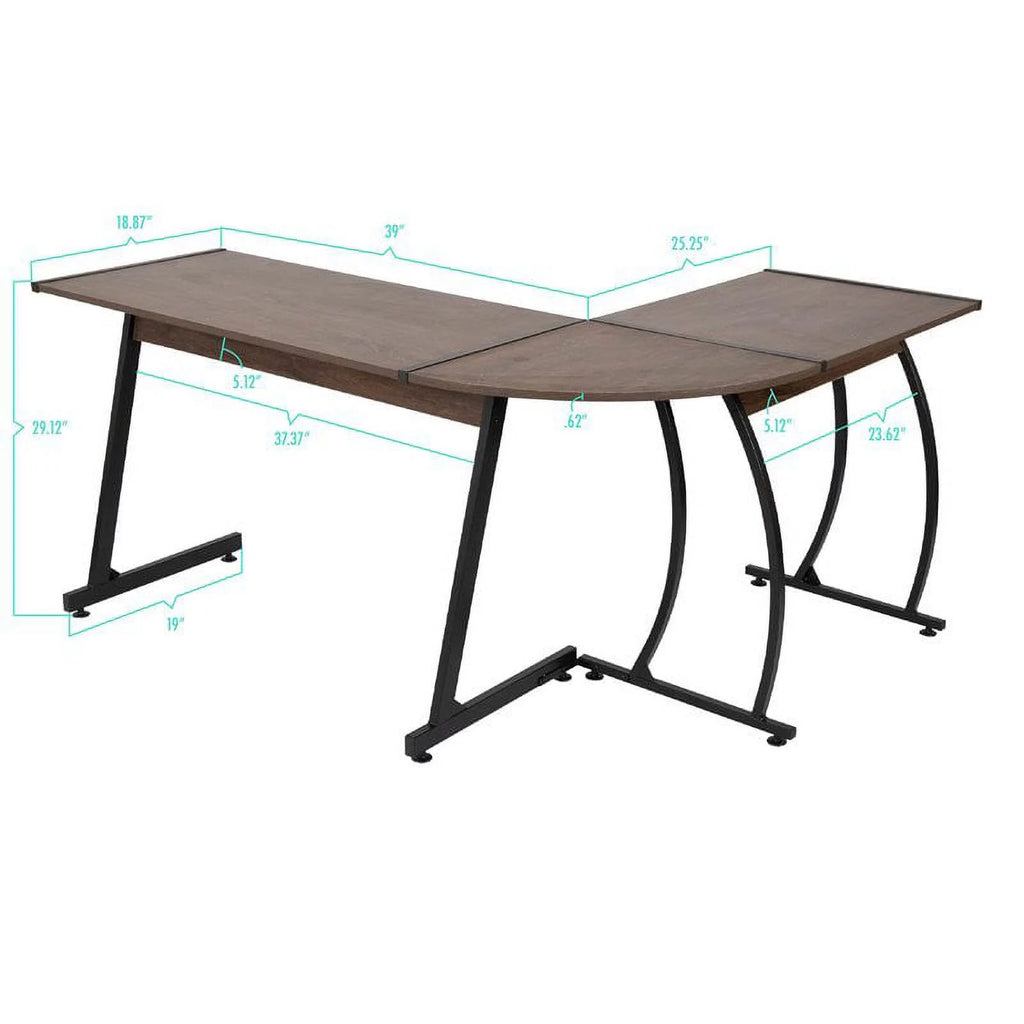 Aged Oak L-Shaped Corner Computer Desk V41179