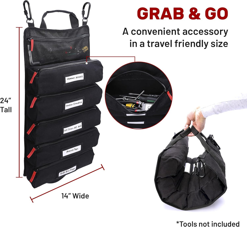 Canvas Tool Roll Bag with 5 Oversized Pouches I2162