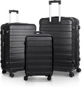 Black 3 Piece Hardside Expandable Luggage Set with Spinner Wheels Z140474