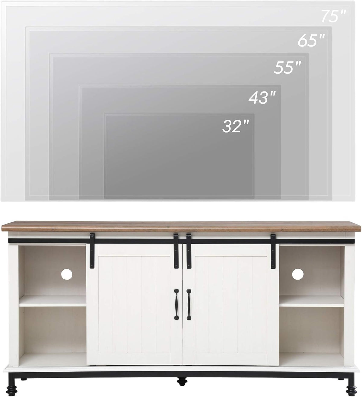 White Wood Metal TV Stand A1125