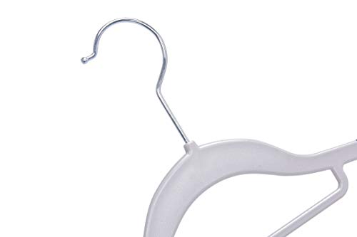 50 Pack Non-Velvet Plastic Heavy Duty Coat Hanger Set with Gray Swivel Hooks C1504