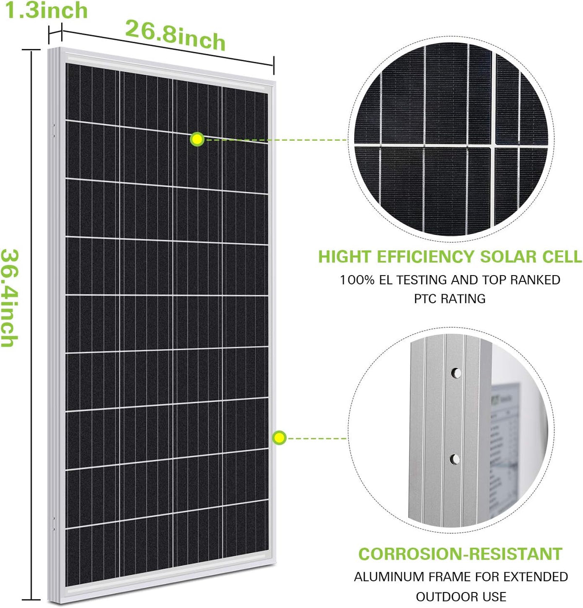 100 Watt 12 Volt Monocrystalline Solar Panel B1528