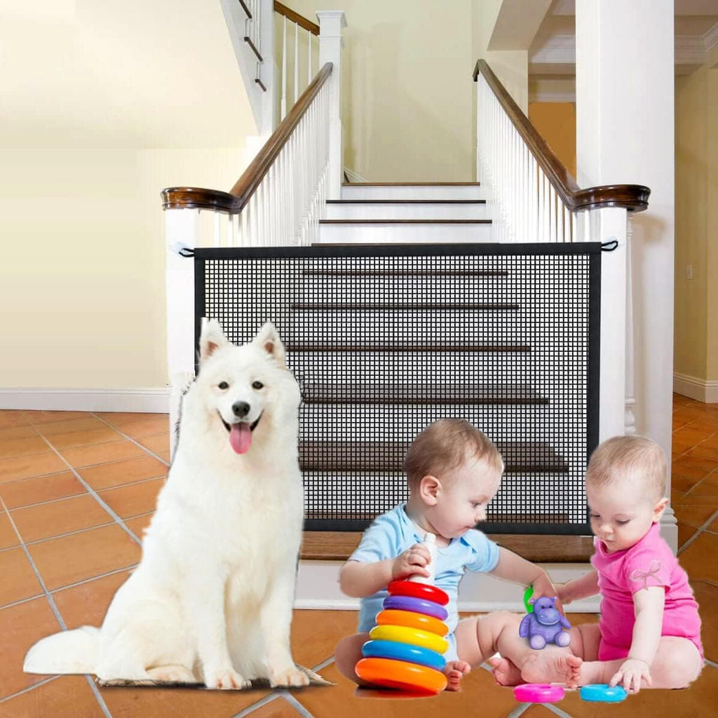 Black 43.3" W x 28.3" H Mesh Retractable Baby Gate R566745