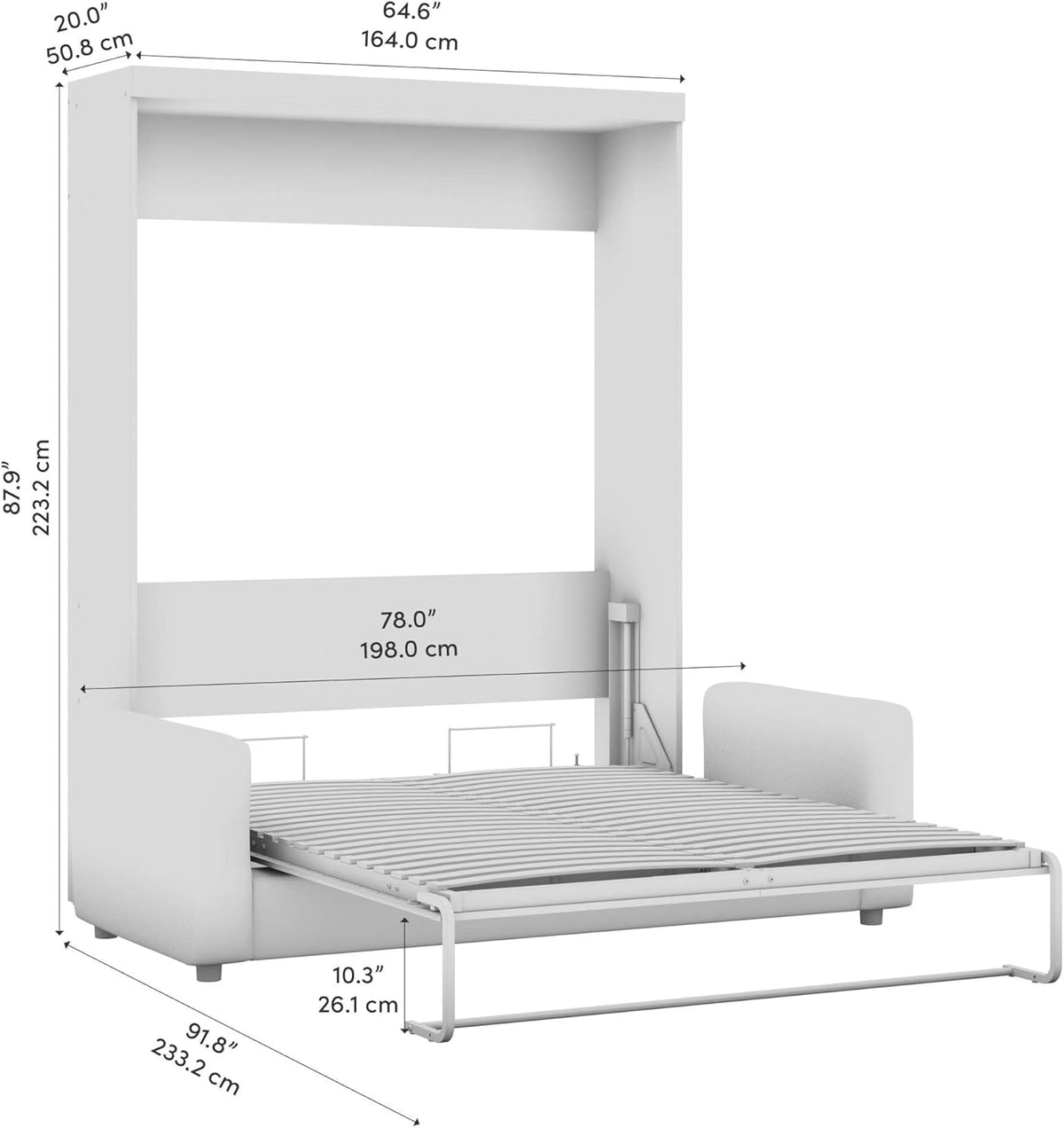 White Queen Murphy Sofa Wall Bed Z57110