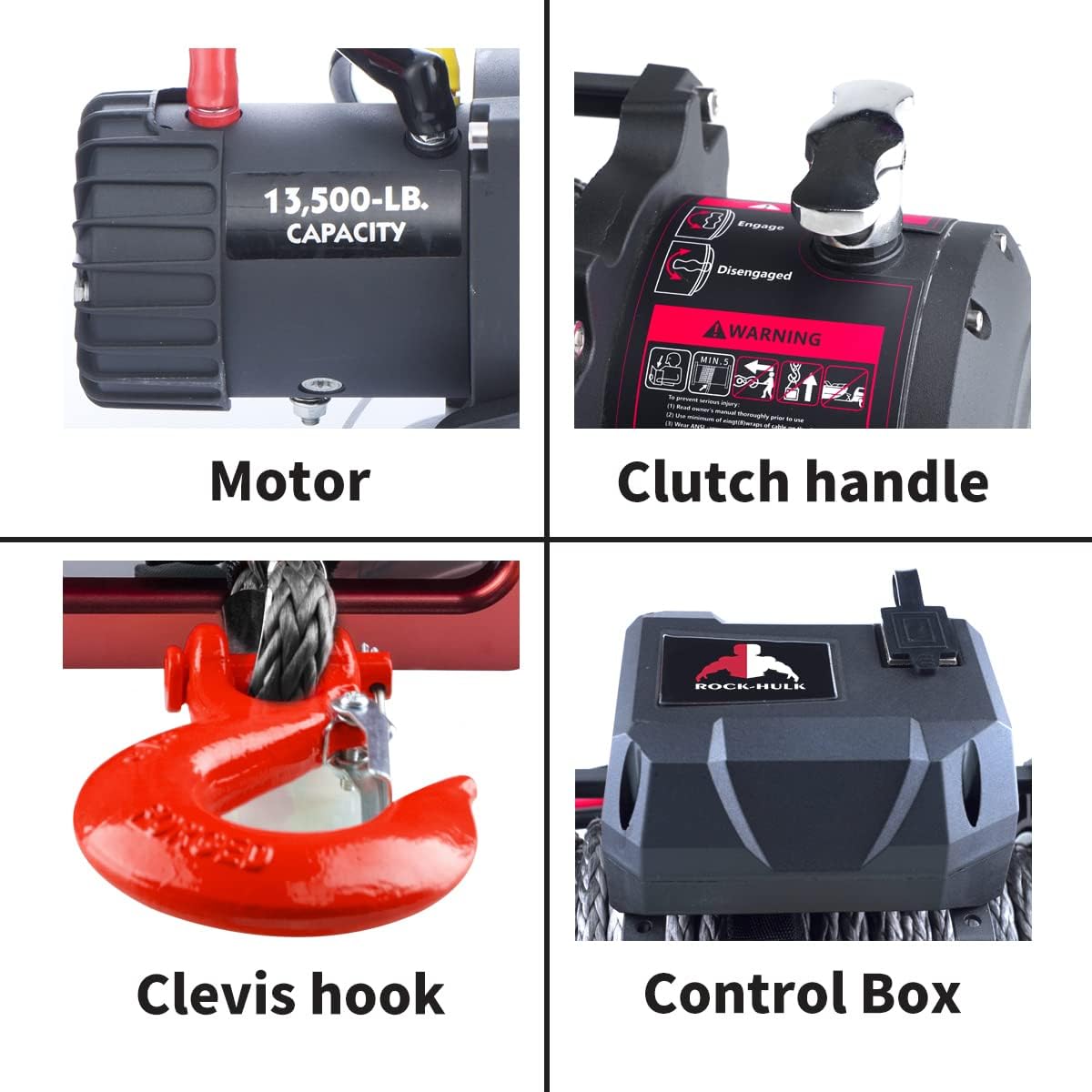 13500 lb Waterproof Synthetic Rope Electric Winch Kit J6345