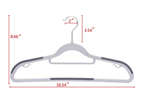 50 Pack Non-Velvet Plastic Heavy Duty Coat Hanger Set with Gray Swivel Hooks C1504