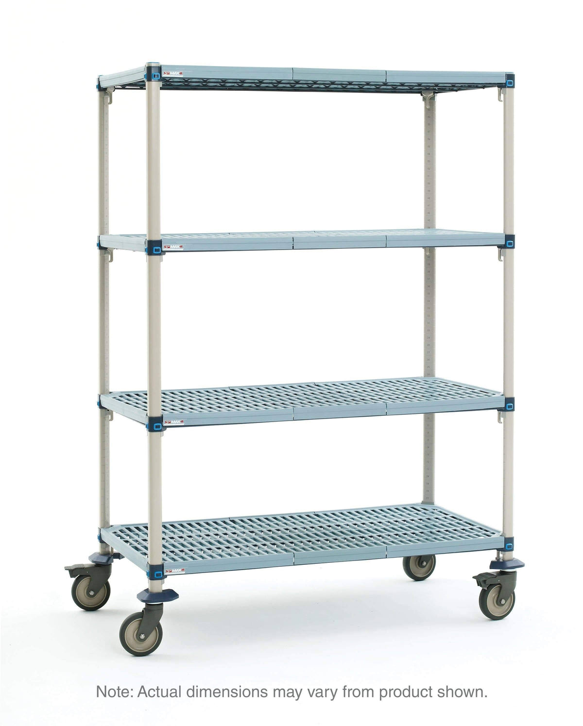 4-Tier Stem Caster Cart with Open Grid Shelves V865095