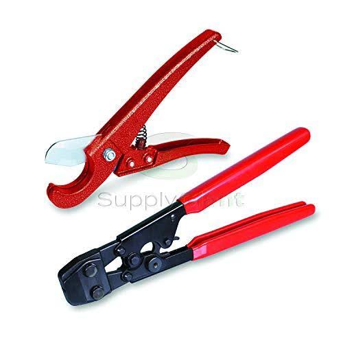 PEX Plumbing Kit with Crimper Tool, Cutter Tool, Carrying Case, Lead Free Brass Barbed 1/2 inch U965