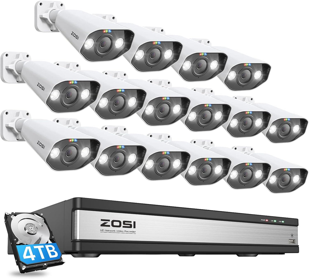 1080p 16 Channel Security Camera System with 2TB Hard Drive and 16 Bullet Cameras E53726