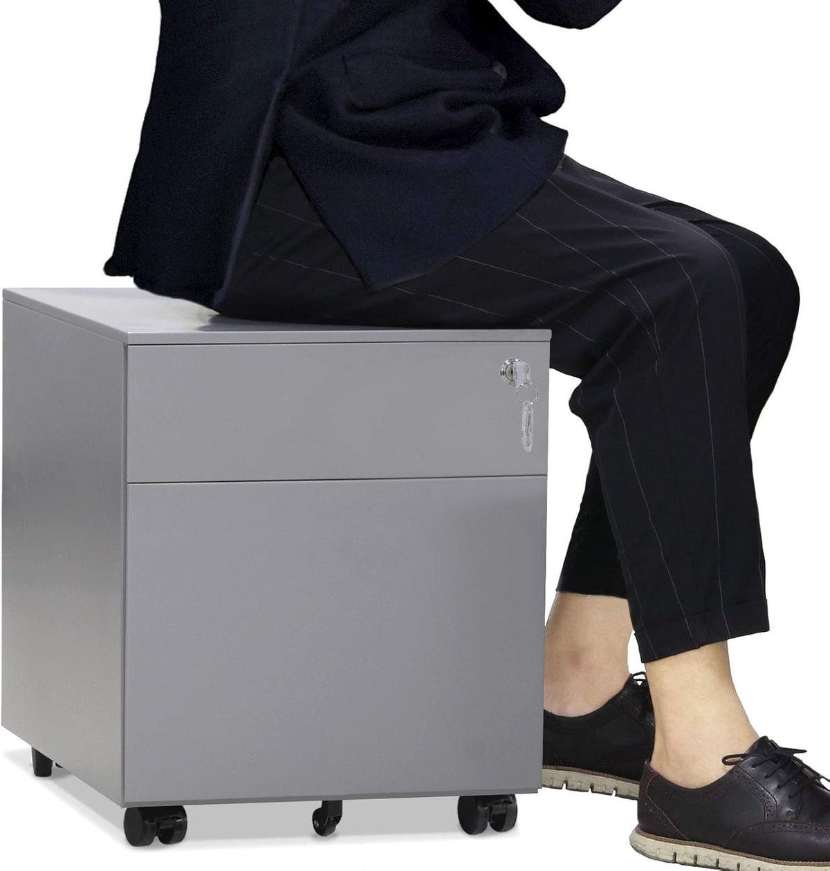 2 Drawer Black Metal File Cabinet with Lock G223566