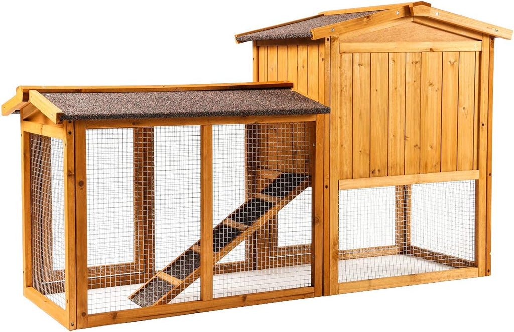 Large Wooden Outdoor Chicken Coop with Removable Tray & Ramp A715332