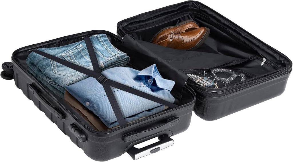 Black 3 Piece Hardside Expandable Luggage Set with Spinner Wheels Z140474