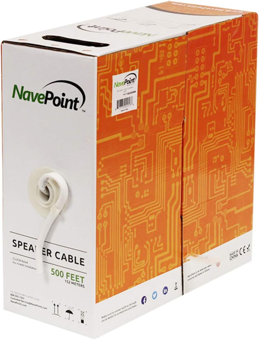 500ft 16/2 AWG 2 Conductor White Speaker Cable F54478