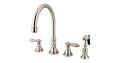 Deck Mount Kitchen Faucet with Brass Sprayer, Satin Nickel I650