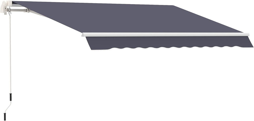 10' x 8' Manual Retractable Awning with UV Protection, Red Stripe F601