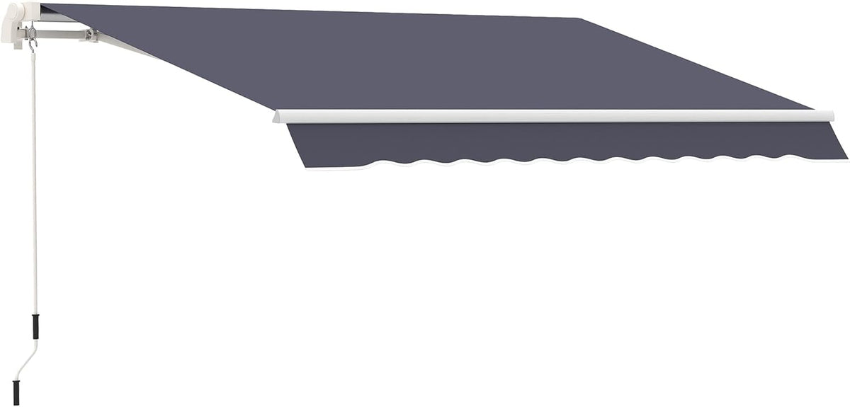10' x 8' Manual Retractable Awning with UV Protection, Red Stripe F601
