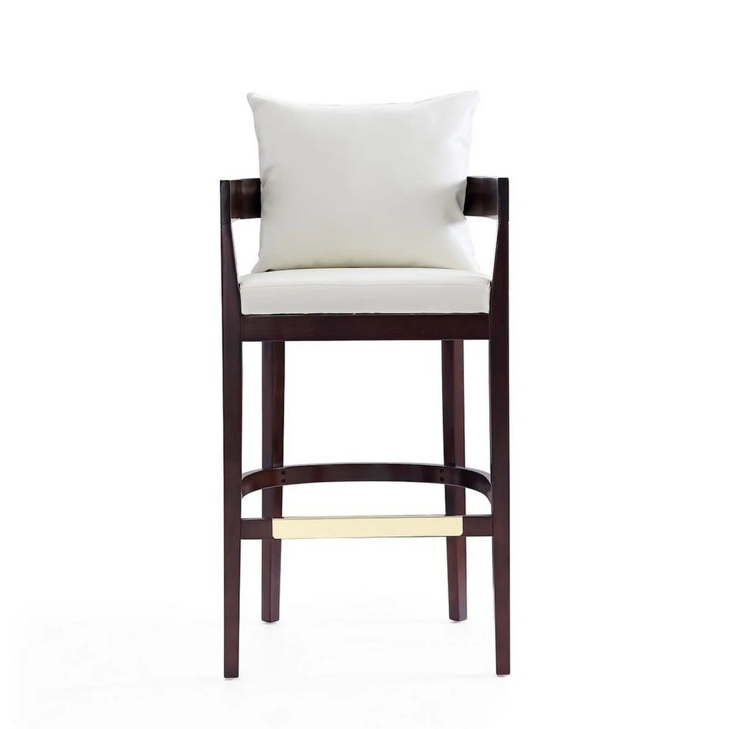Ivory and Dark Walnut Beech Wood Barstool R67457