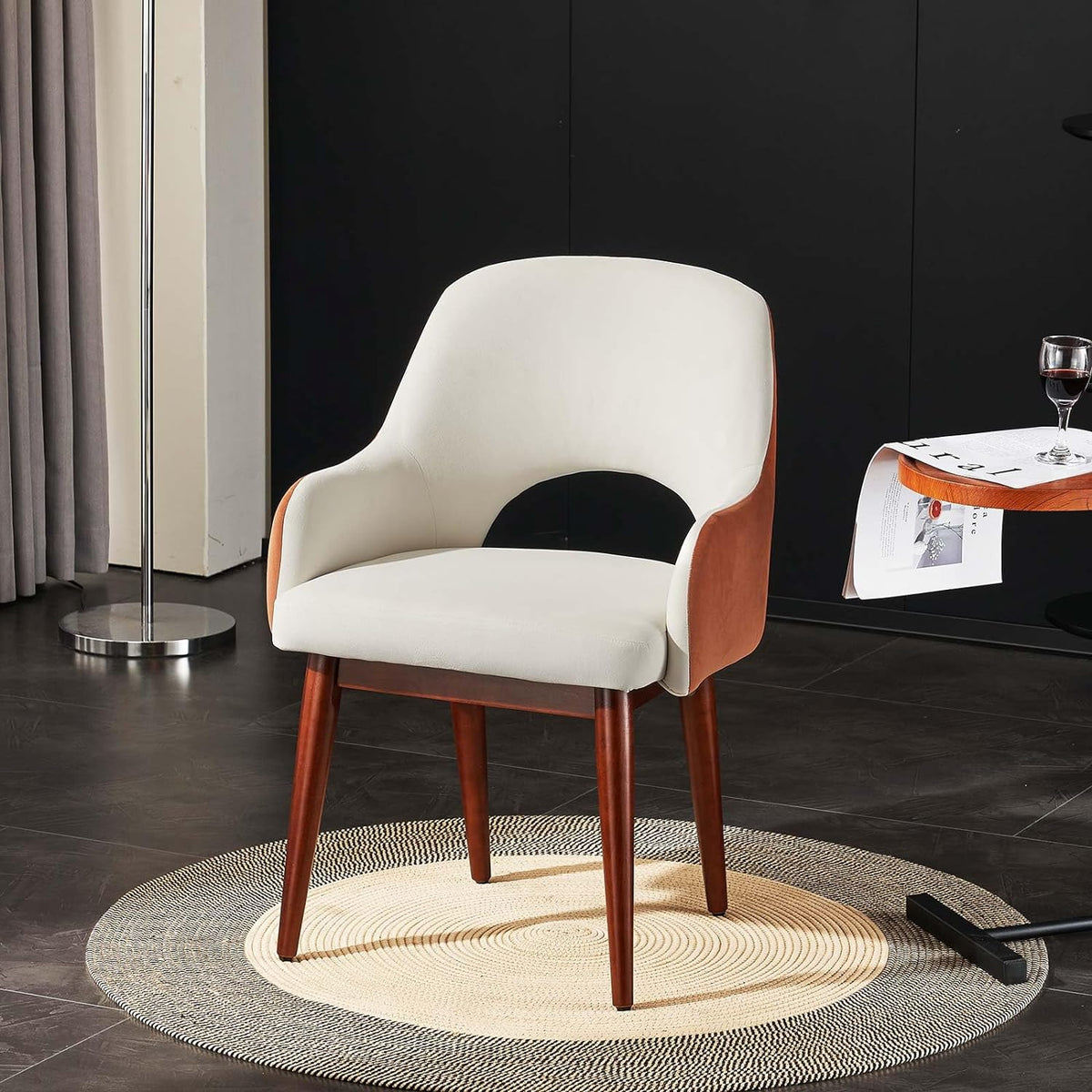Velvet Arm Accent Chair Set of 2 with Solid Wood K3265