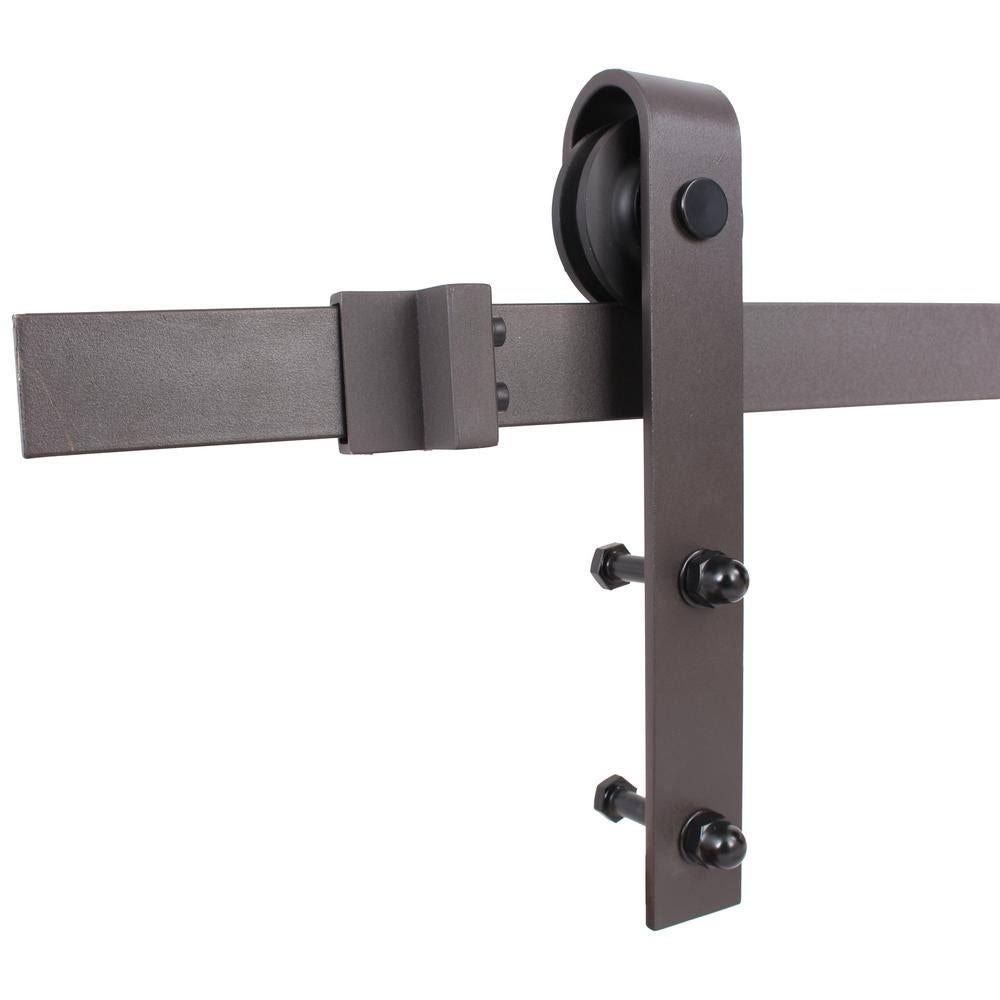 Walnut Stained Wood Interior Sliding Barn Door with Hardware Kit S55236