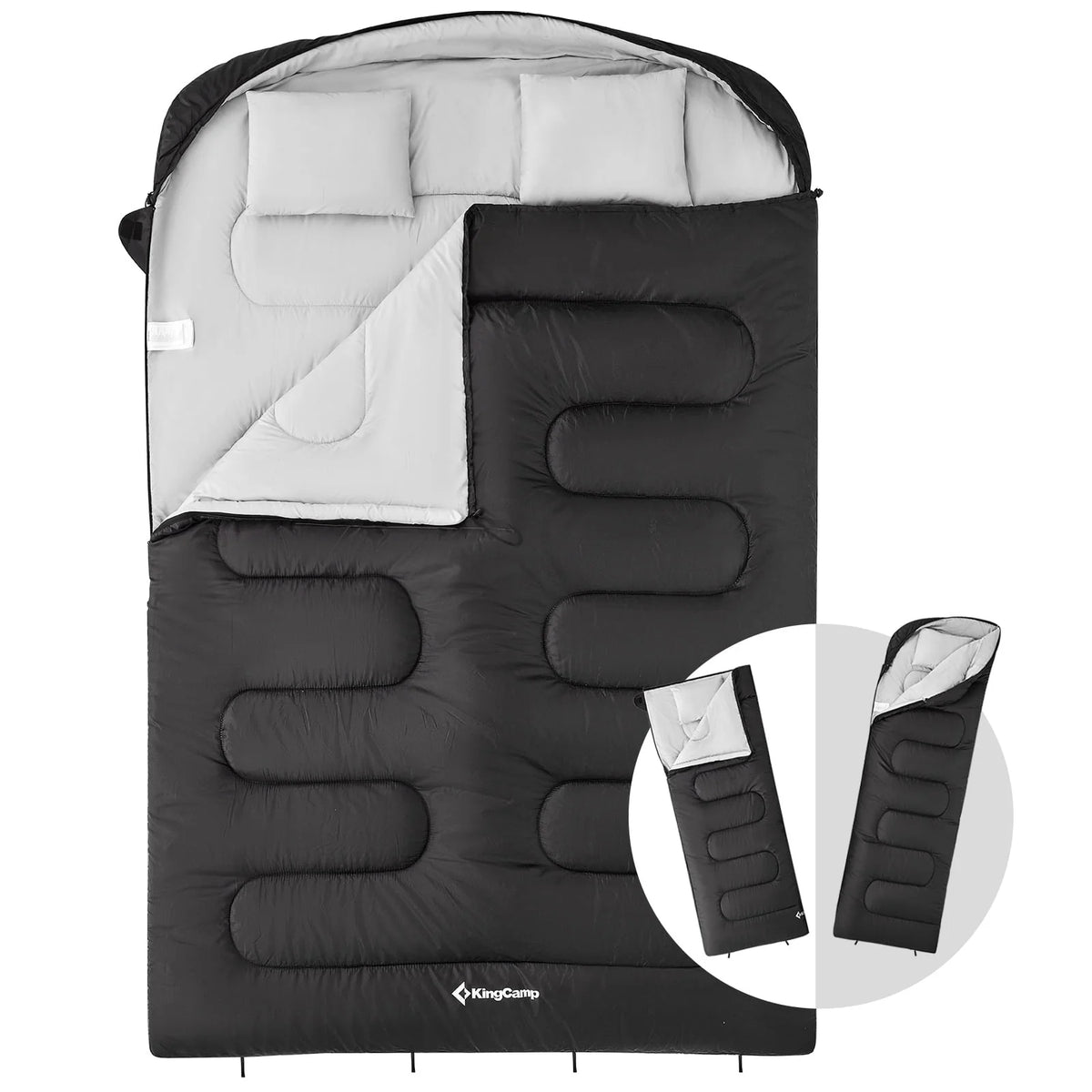 Double 2 Person 3 Season Camping Sleeping Bag with 2 Pillows G8724
