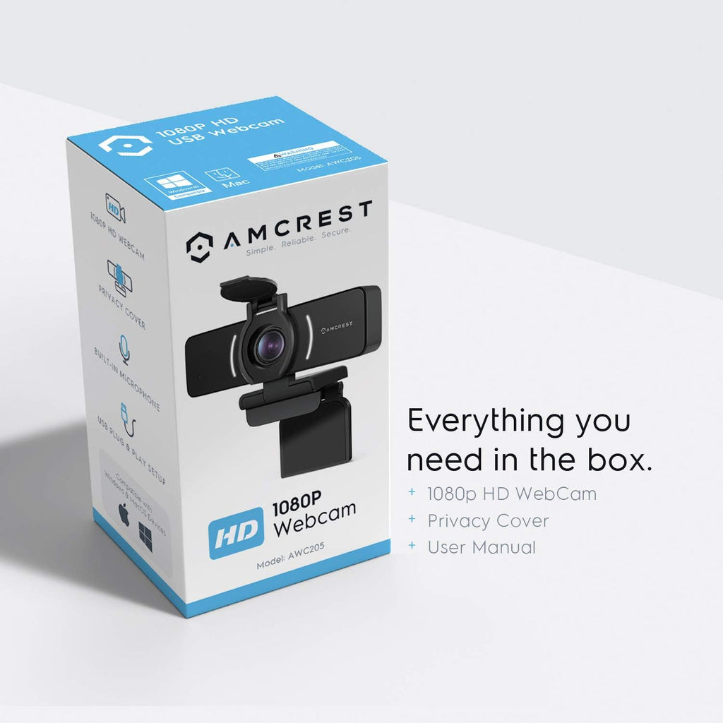 1080P Webcam with Microphone & Privacy Cover, USB Camera, Wide Angle Lens S259739