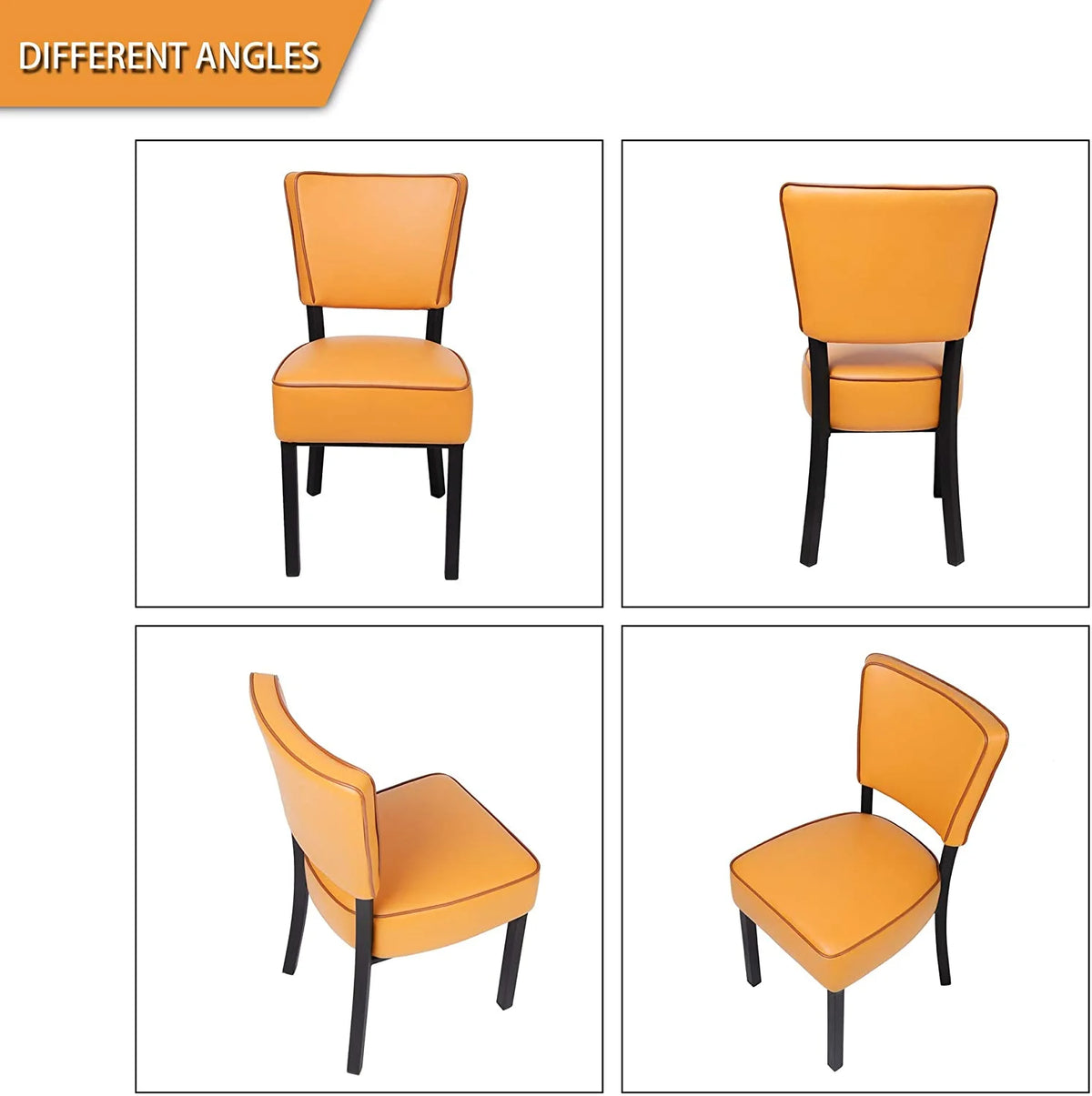 Orange Leather Side Chair Set of 2 P3463
