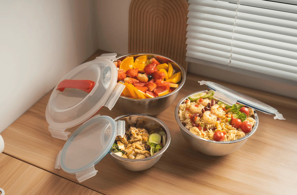 3-Piece Stainless Steel Mixing Bowl Set with Lids W849624