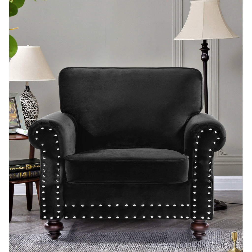 Black Velvet Nailhead Chair I26259