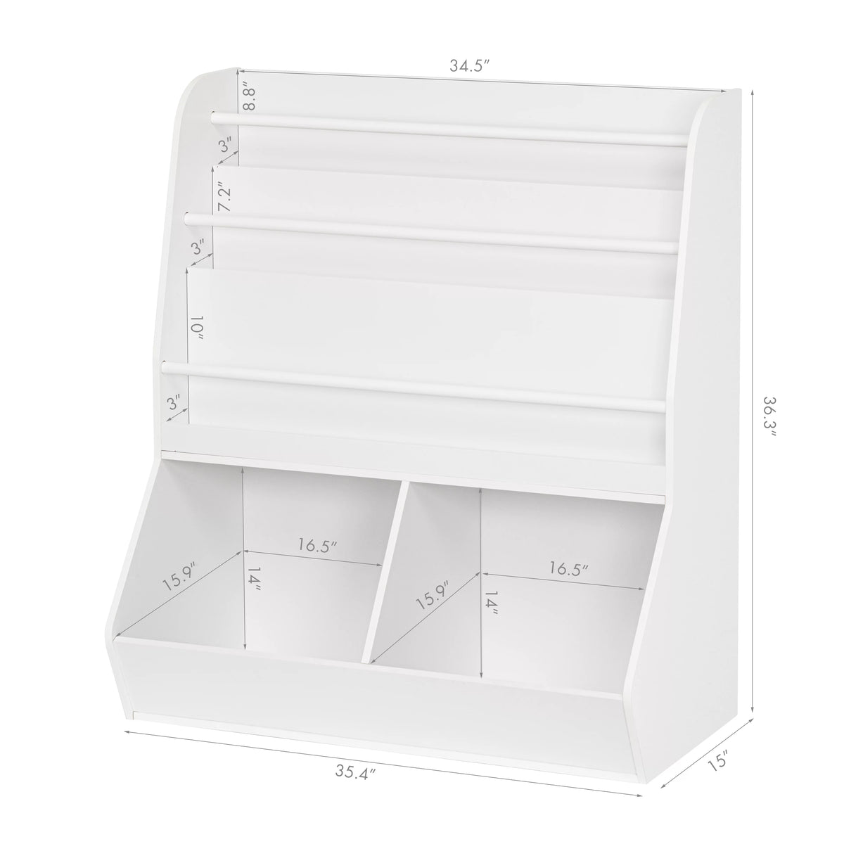 White Wooden Kids Bookshelf and Toy Storage Cabinet W78317