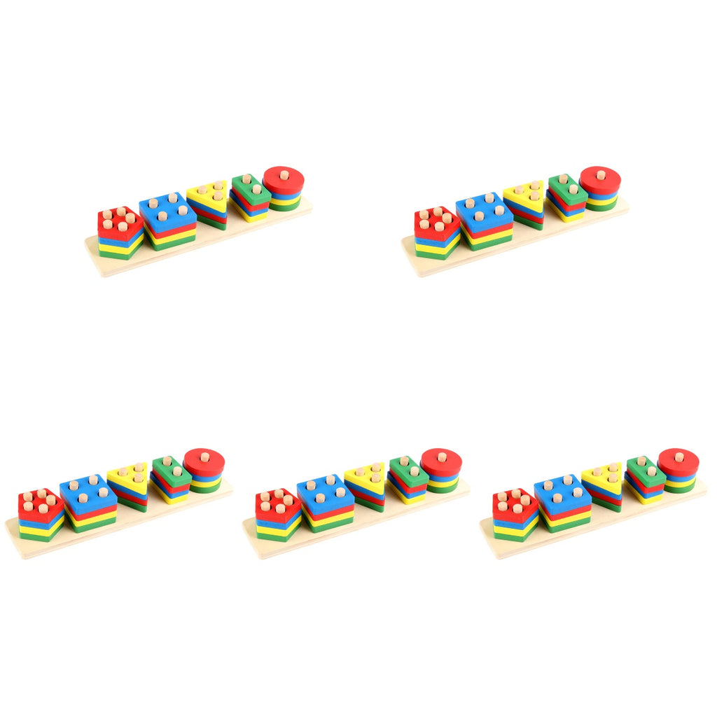 5 Sets Geometric Shape Matching Blocks Sorting Toys D293536