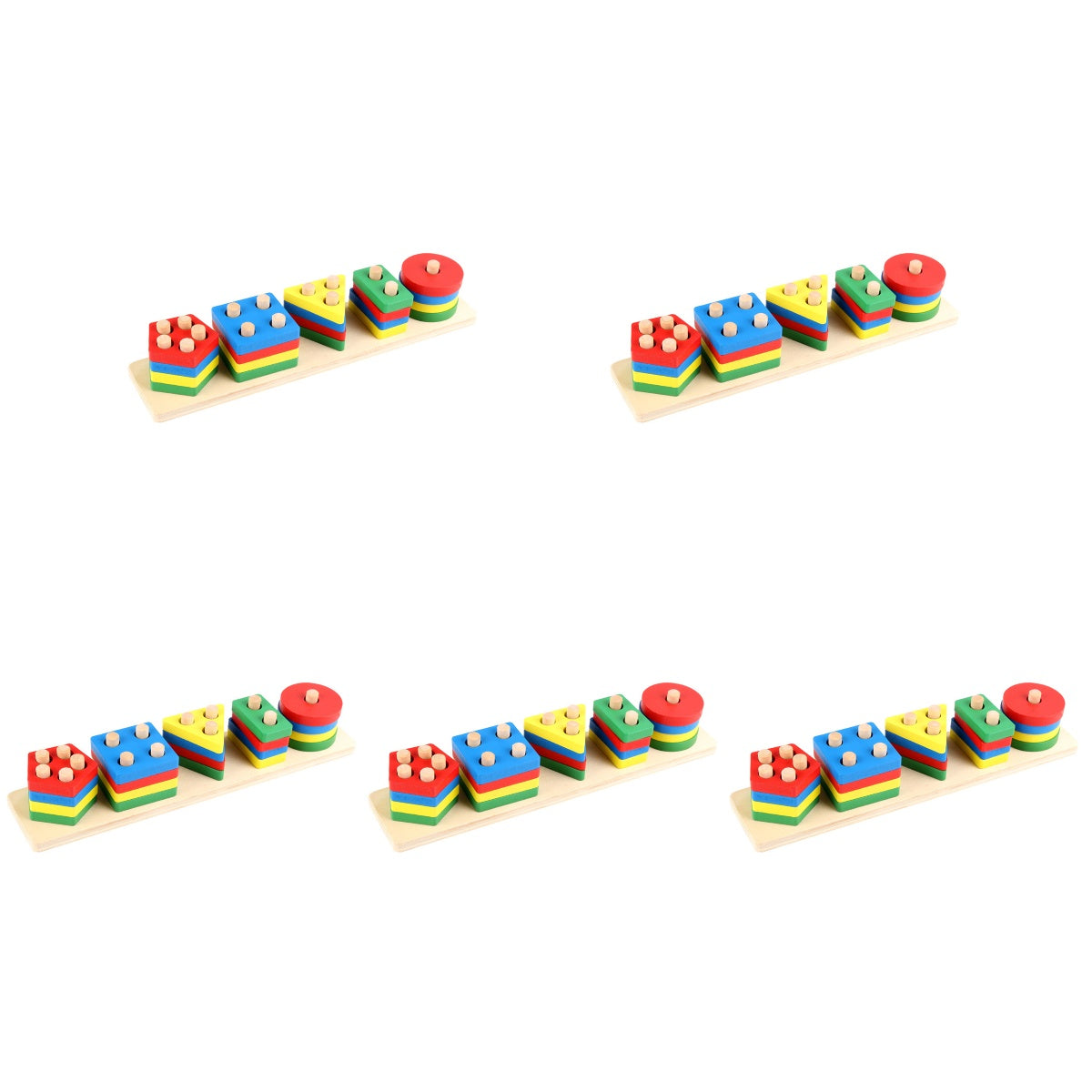 5 Sets Geometric Shape Matching Blocks Sorting Toys D293536