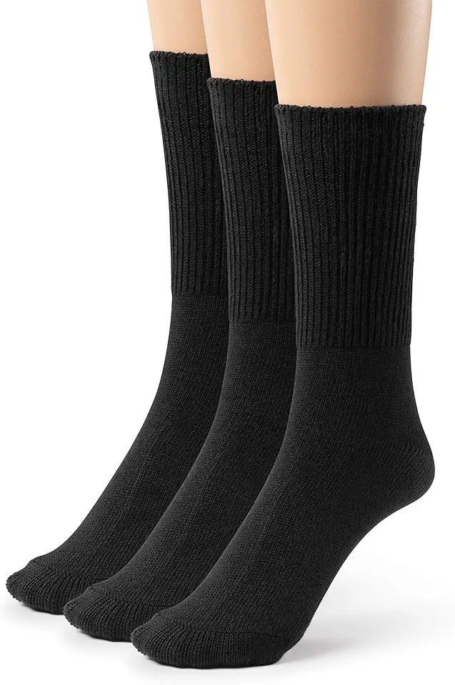 3 or 6 Pack Men's Bamboo Diabetic Seamless Non-Binding Crew Socks D606