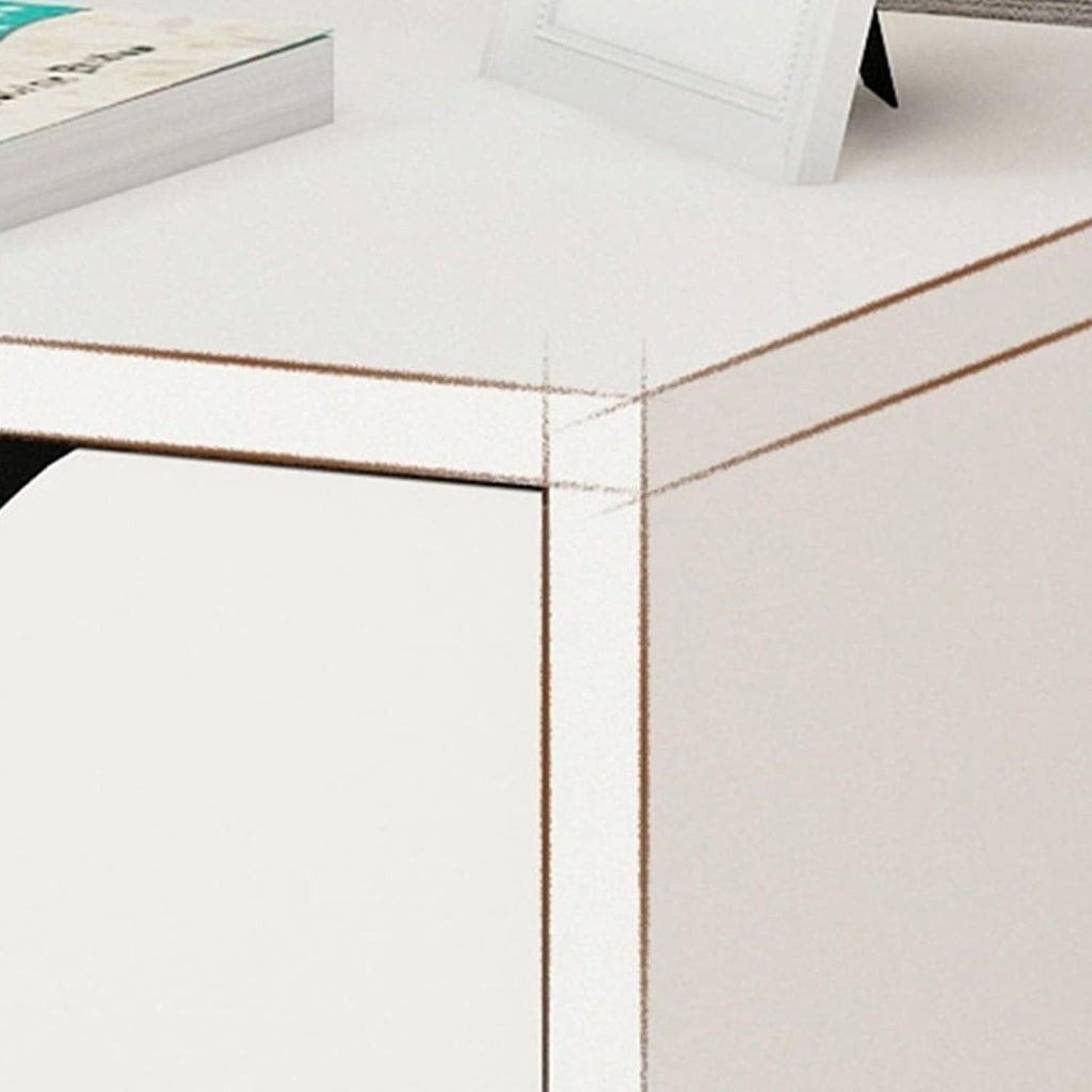 White 3 Drawer Wooden Nightstand W80803