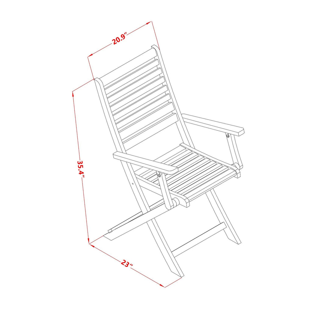 Set of Two Solid Acacia Wood Folding Chair with Arm Rest F485