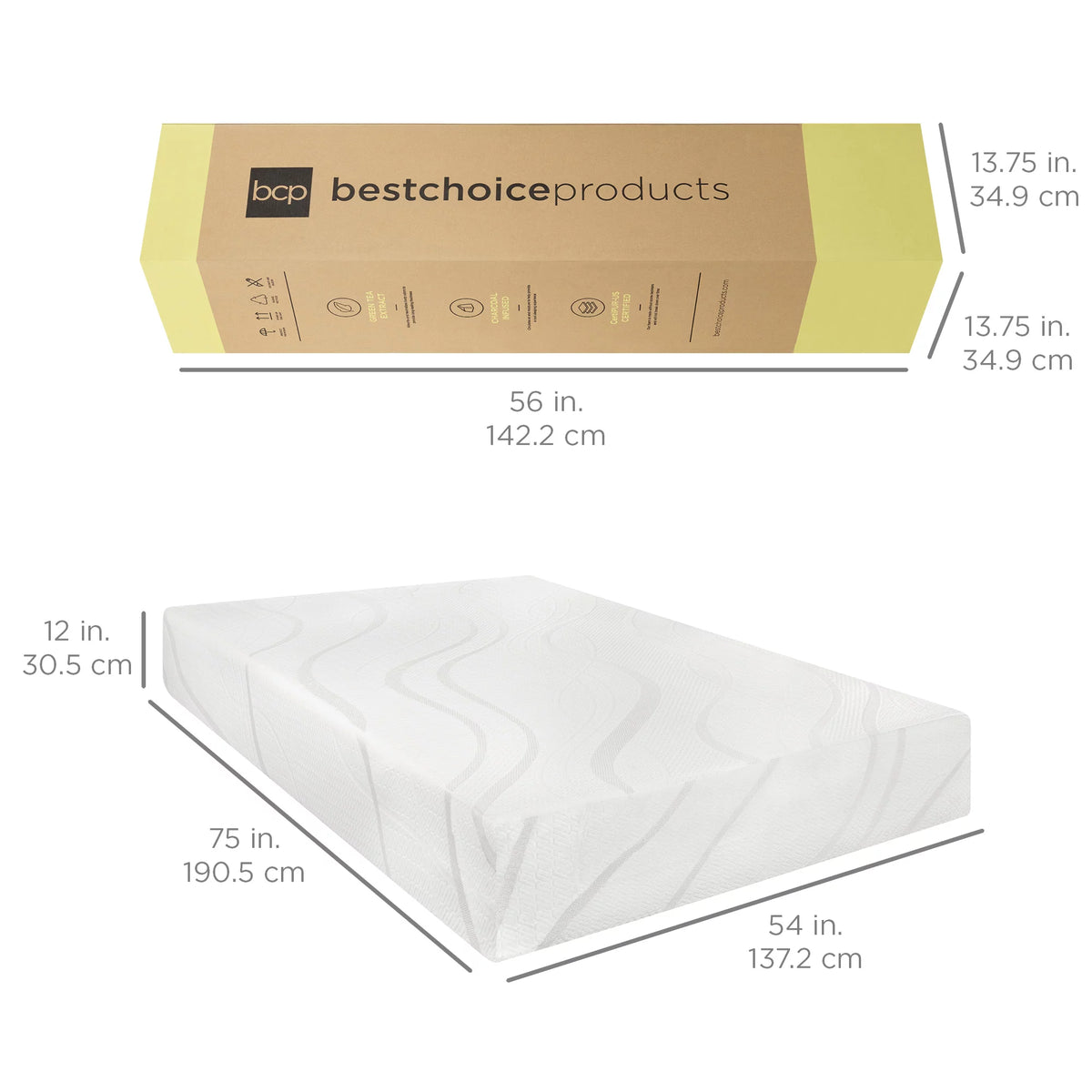 12in Full Size Medium-Firm Memory Foam Mattress X347