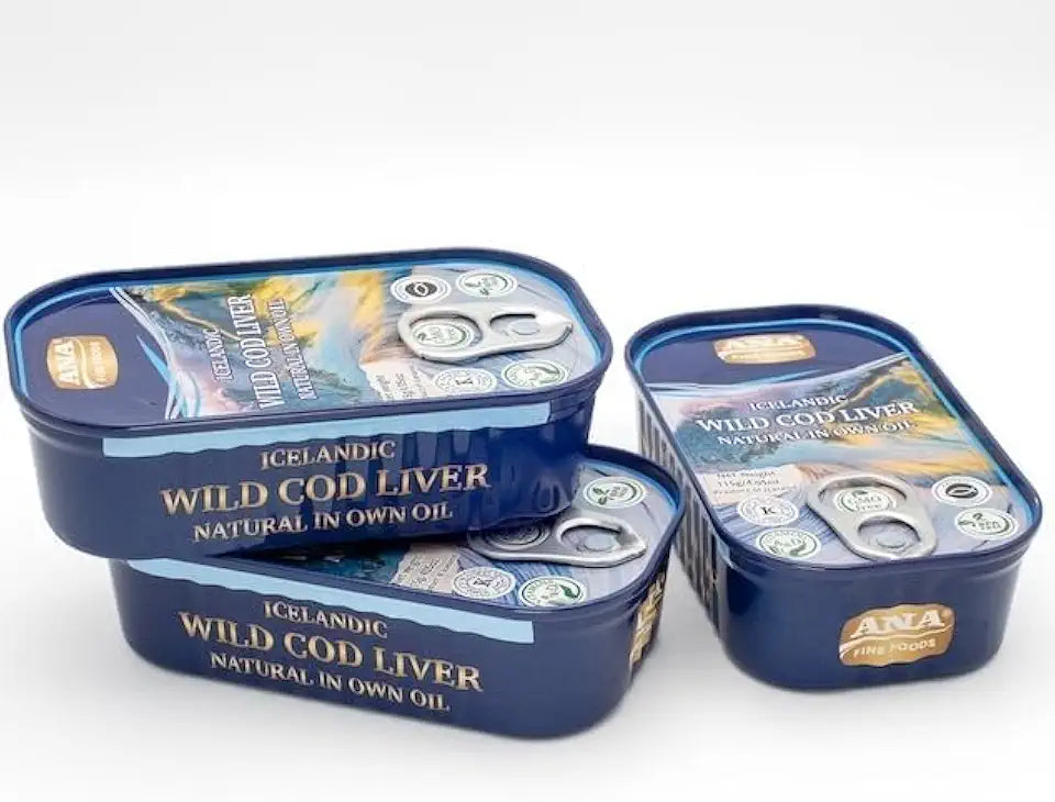 12 Cans Wild Cod Liver in Own Oil 4.05oz Z886