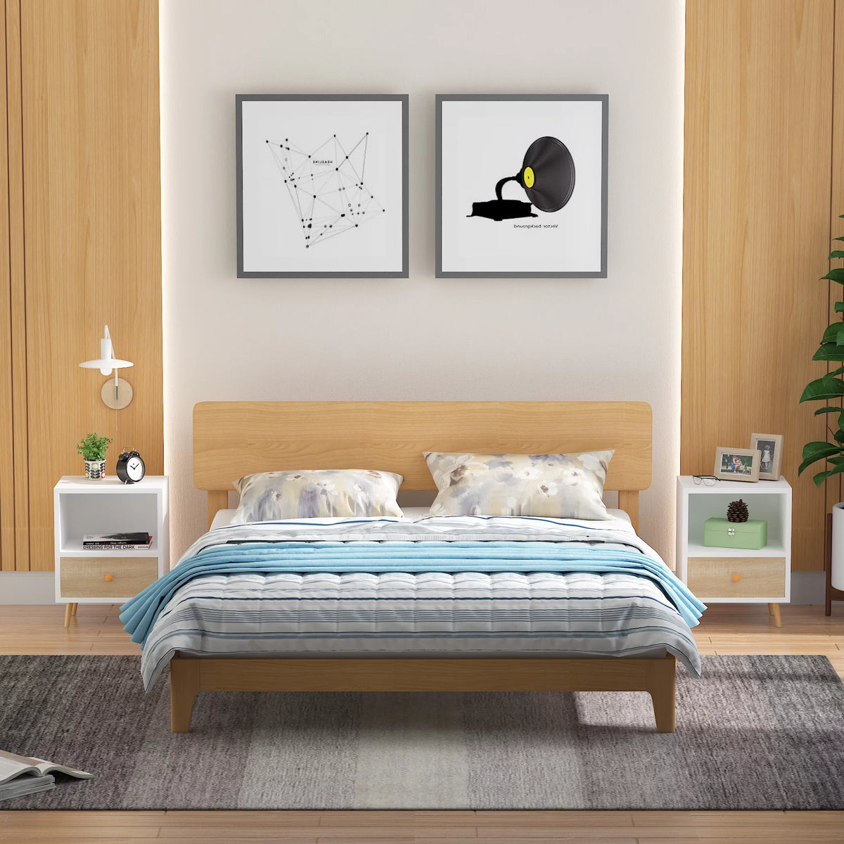 Set of 2 Nightstands with 1 Drawer and Open Shelf G870982