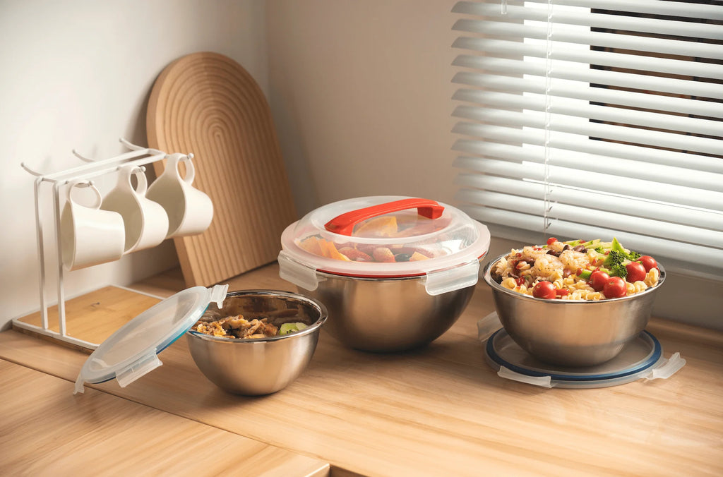 3-Piece Stainless Steel Mixing Bowl Set with Lids W849624